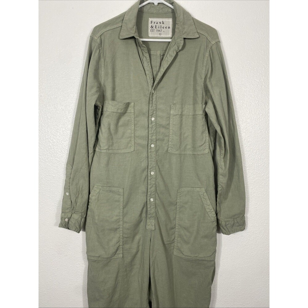 Frank & Eileen Northern Ireland Jumpsuit Sage Sz L Linen Blend Utility - Picture 5 of 16